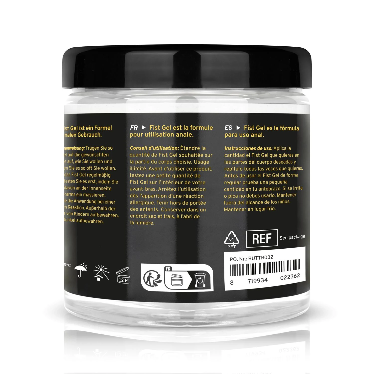 BUTTR non-sticky fisting gel transparant, 500 ml
