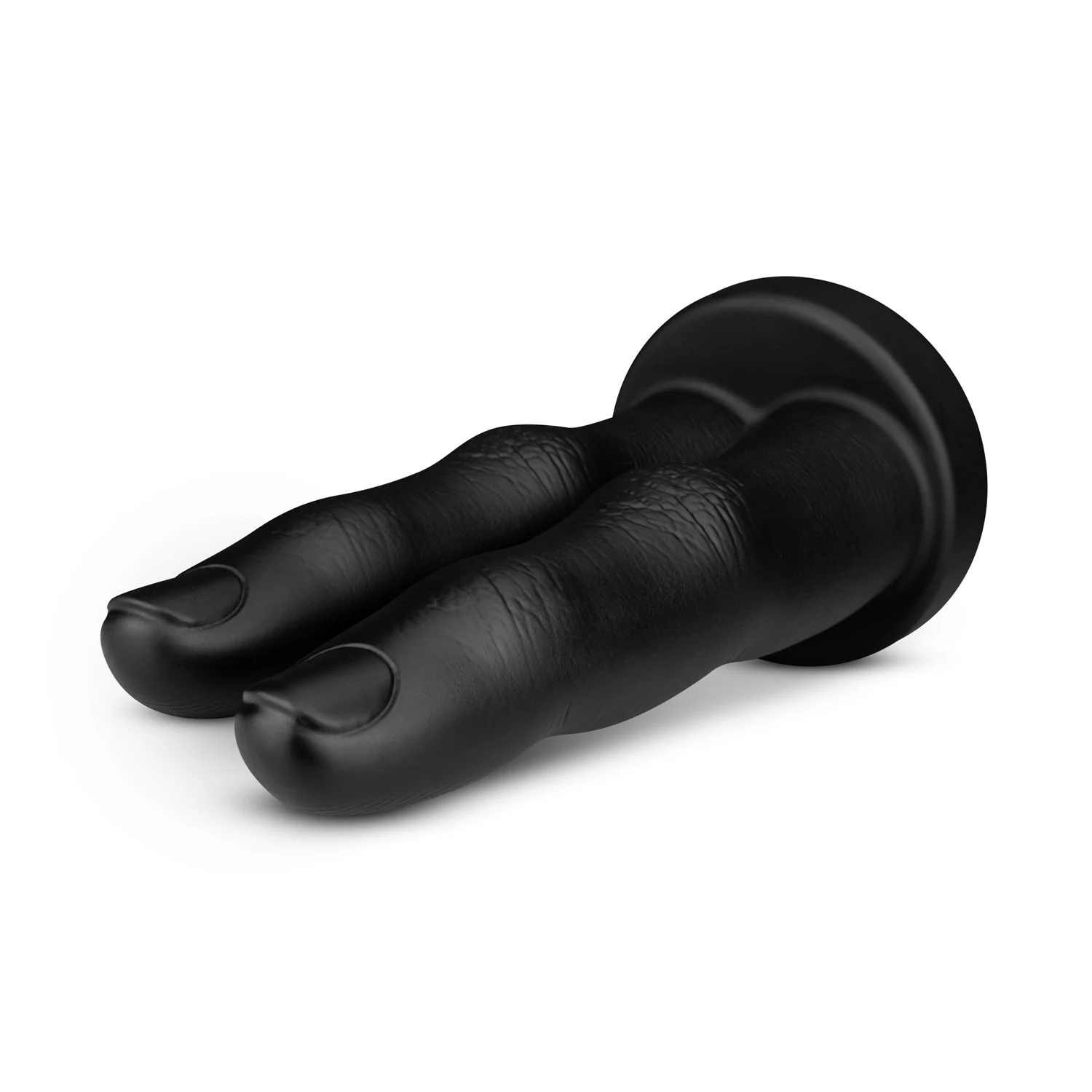 Realistische zwarte buttplug met dubbele vinger vorm