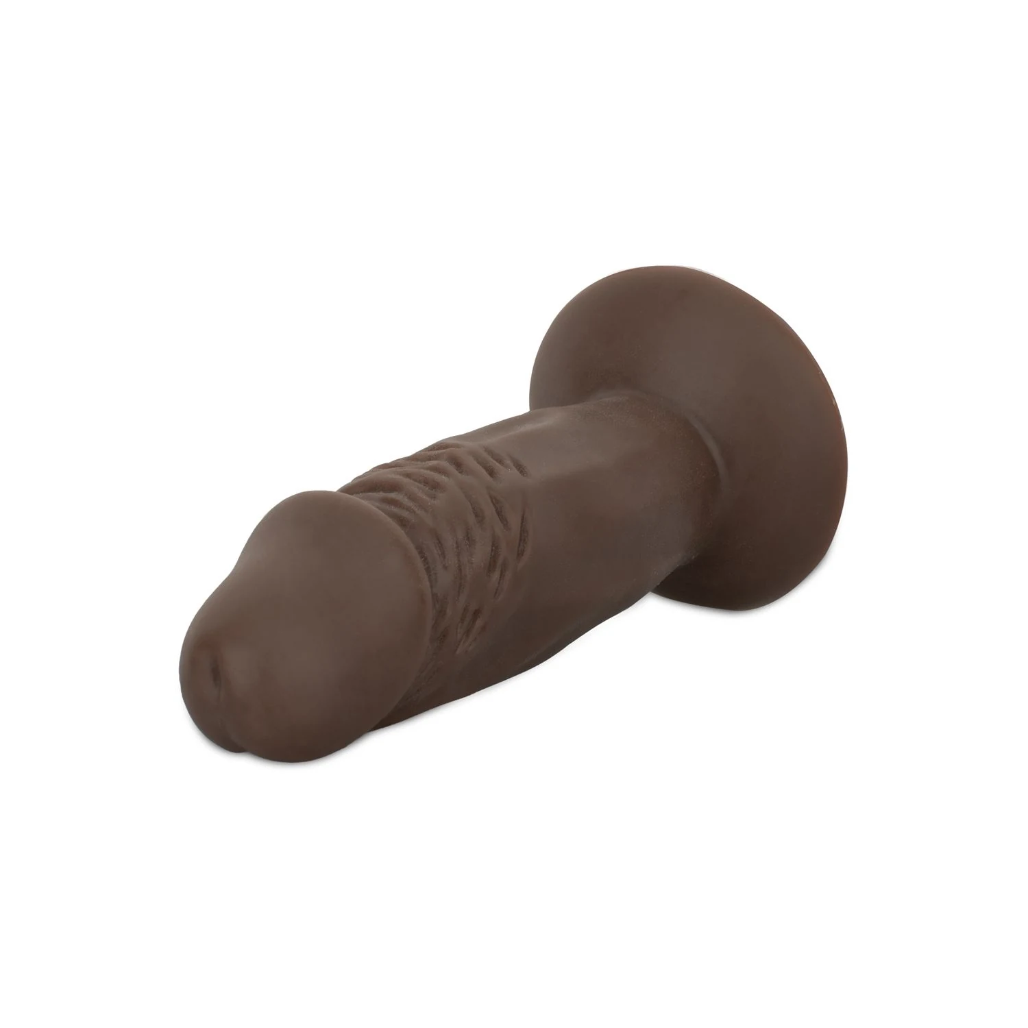 Bruine realistische dildo met zuignap, flexibel en geschikt voor strap-on