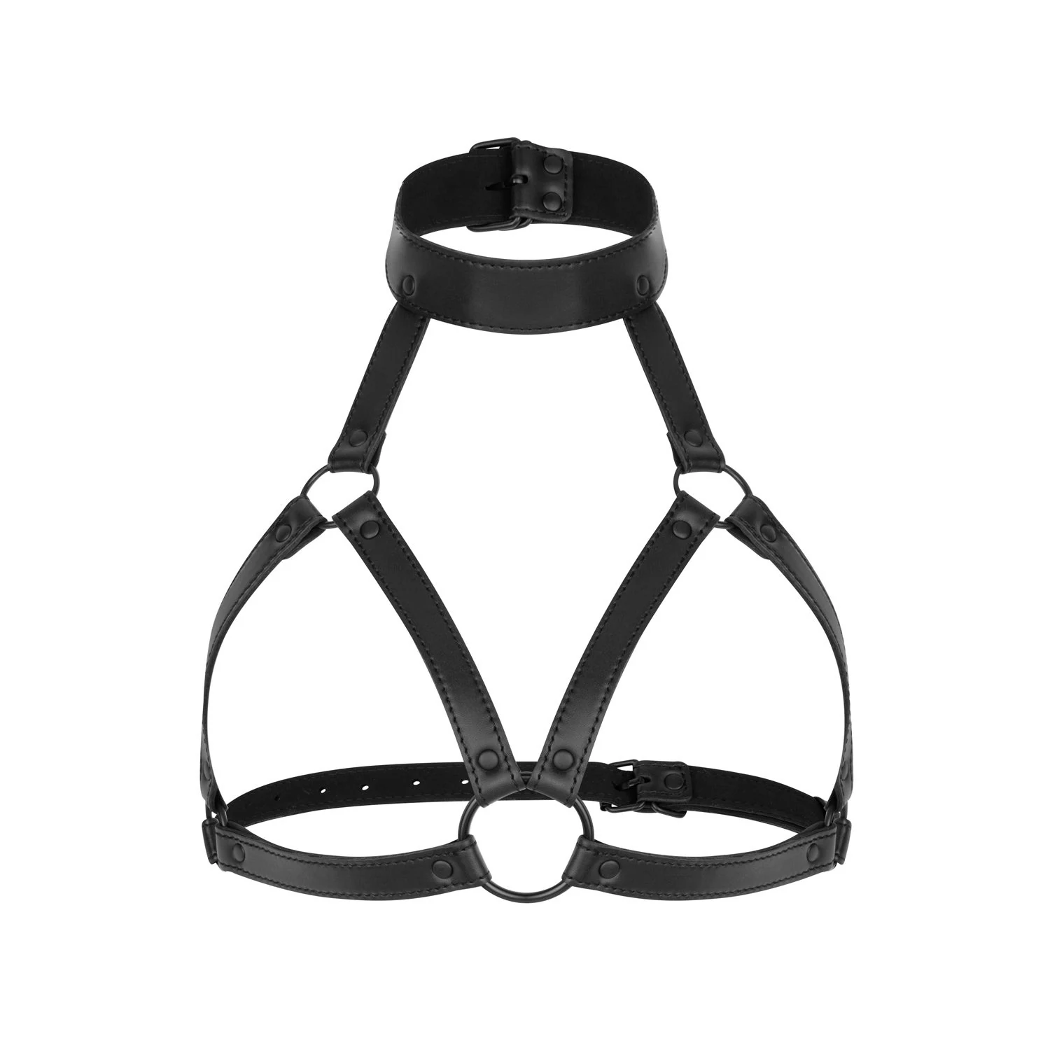 Chiara Bondage Harnas zwart, ruim verstelbaar met halsband 33-55 cm