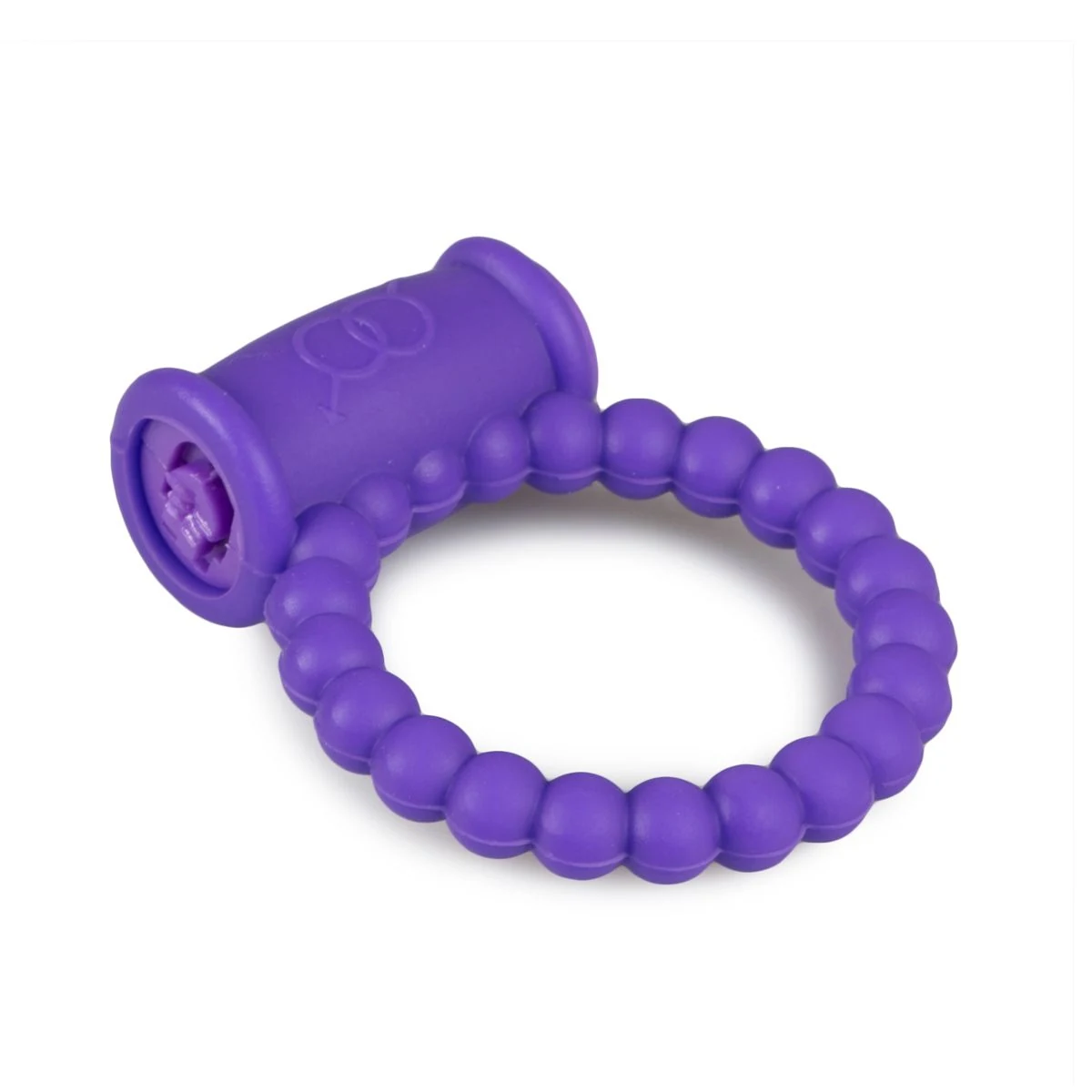 Rekbare paarse cockring met mini vibrator en schuifregelaar