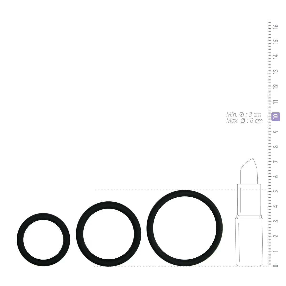 Flexibele siliconen cockring set voor beginners, zwart en rekbaar