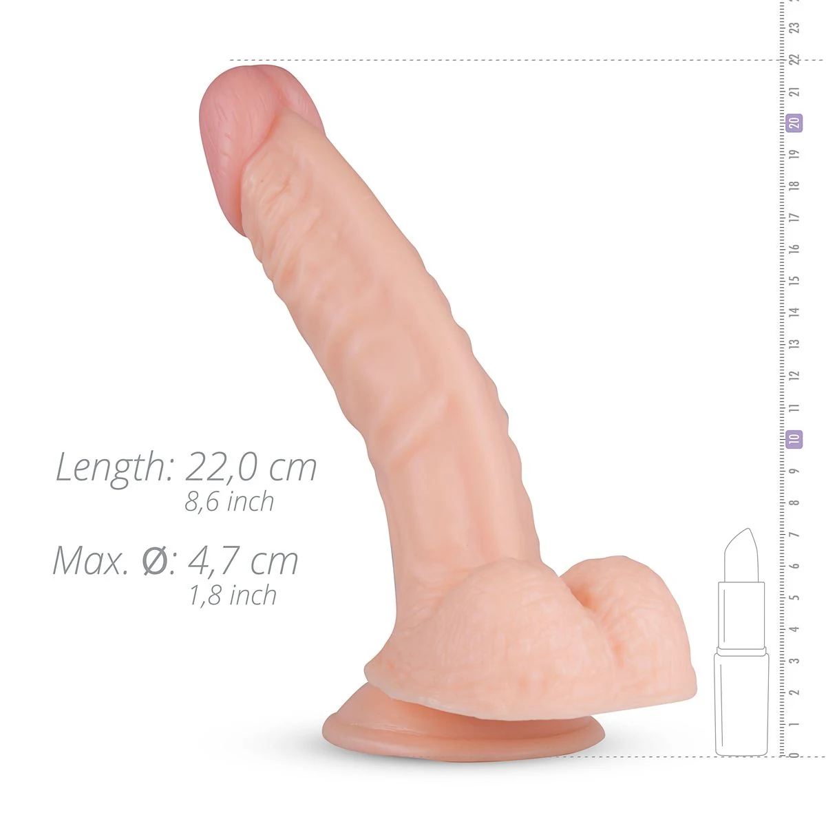 Derek realistische dildo met balzak, zacht flexibel PVC en zuignap