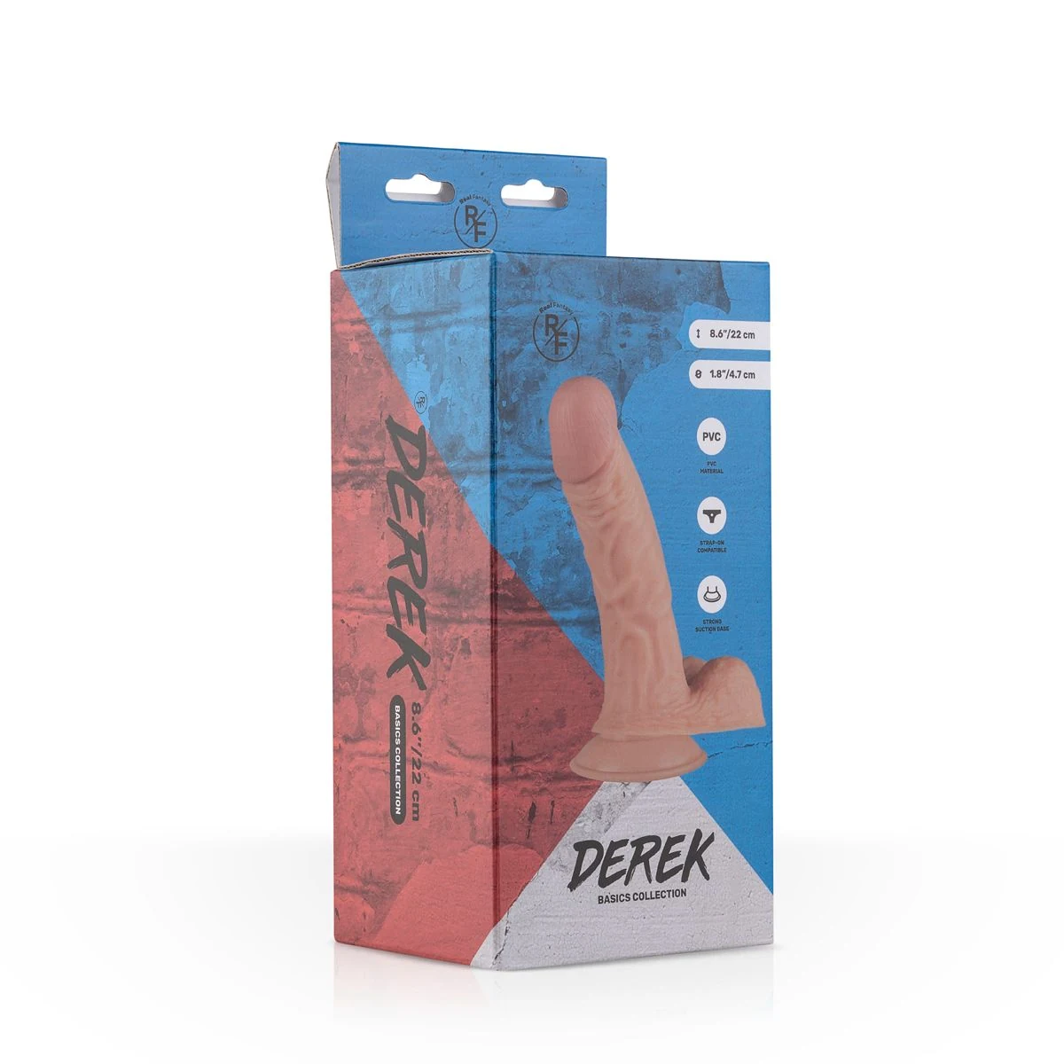 Real Fantasy Derek dildo 22 cm voor vagina en anus met waterbasis glijmiddel