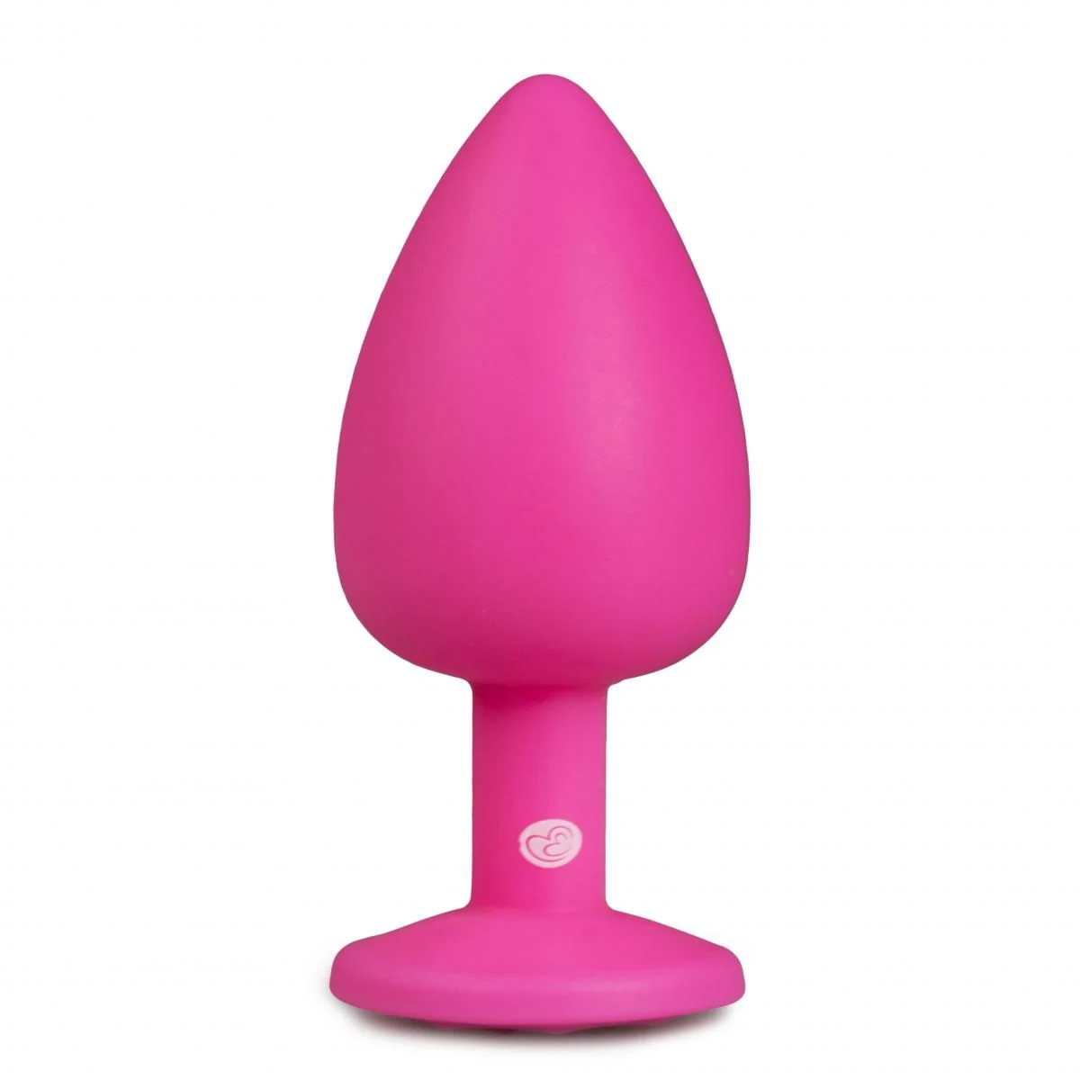 Roze siliconen buttplug met schitterende siersteen en flexibel materiaal