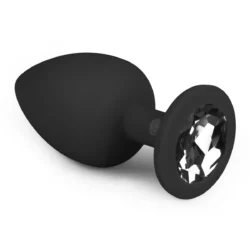 Diamond Plug Groot Zwart van Easytoys Anal Collection, siliconen buttplug met siersteen