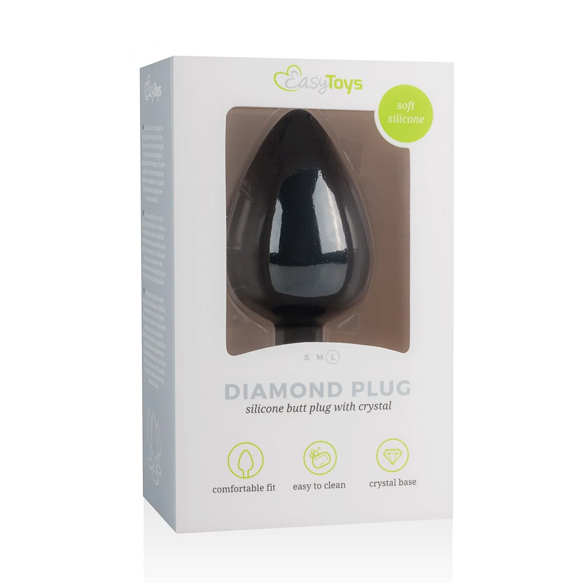 Easytoys Anal Collection Diamond Plug Groot Zwart, unisex anaal toy van siliconen