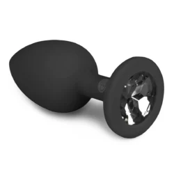 Diamond Plug Klein zwart van Easytoys Anal Collection, siliconen buttplug met siersteen