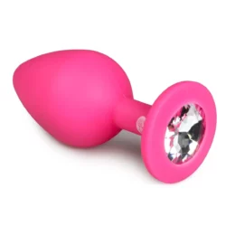 Diamond Plug Medium Roze van Easytoys Anal Collection, siliconen buttplug met siersteen