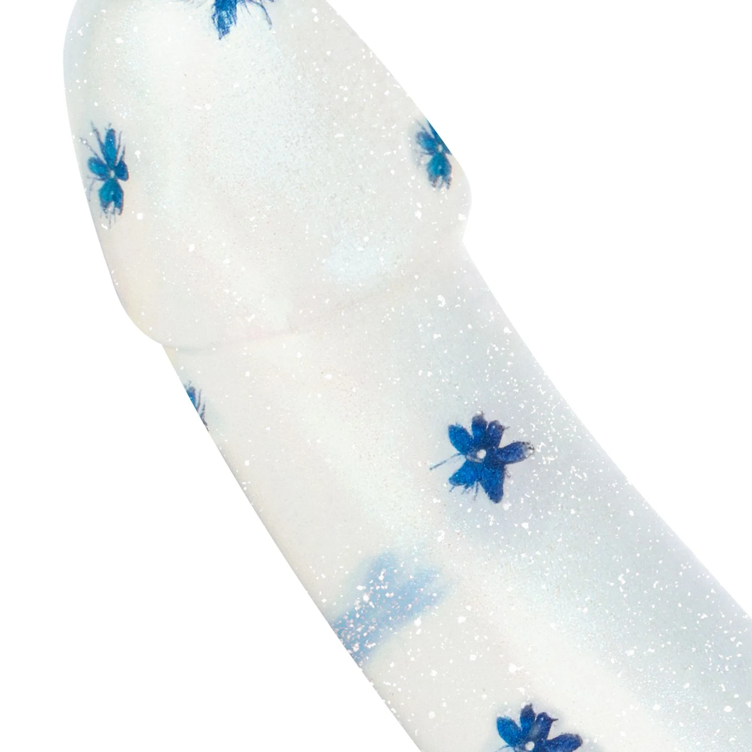 Blossom Bliss blauwe dildo met bloemen- en glitterdesign