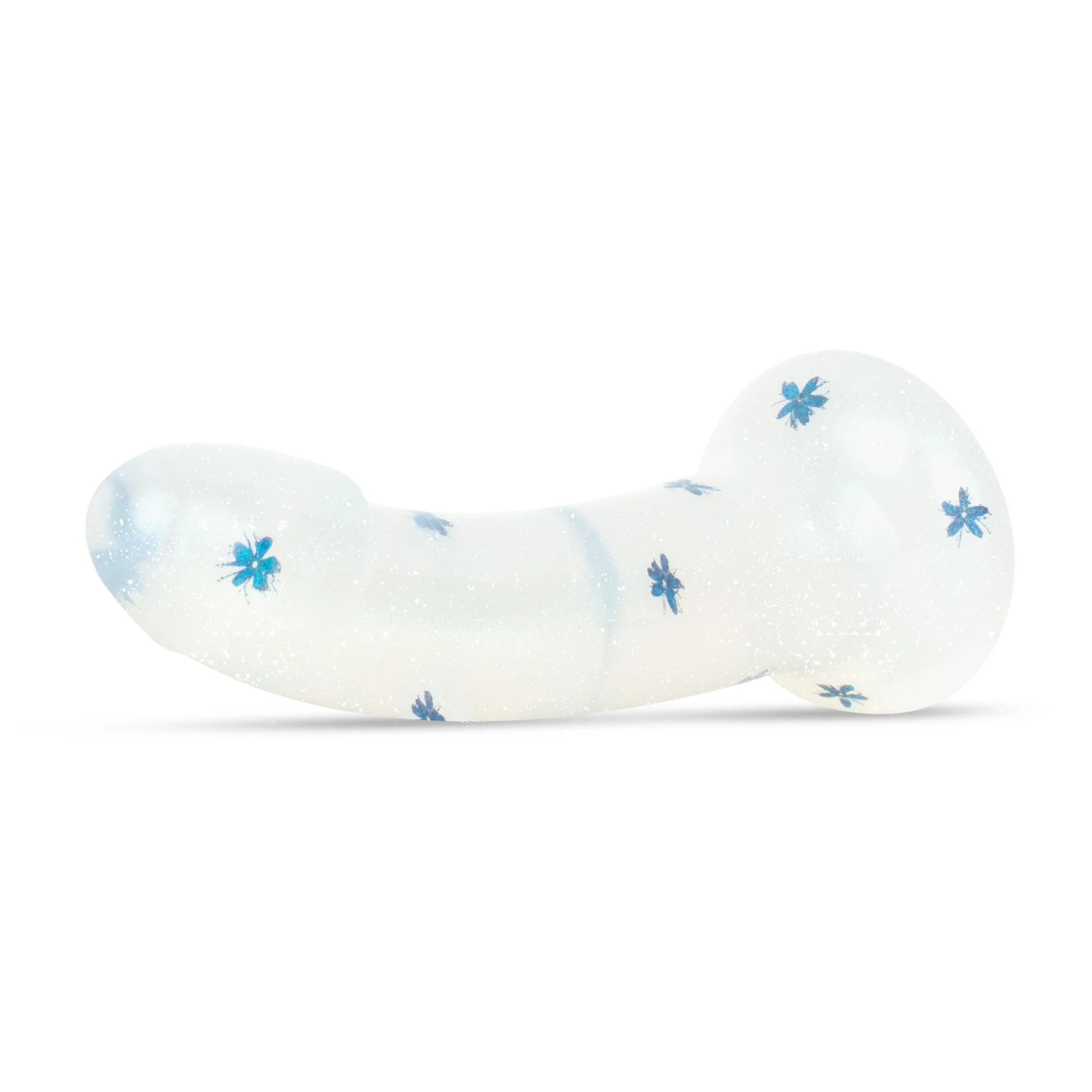 Blauwe siliconen dildo met gladde structuur en zuignap