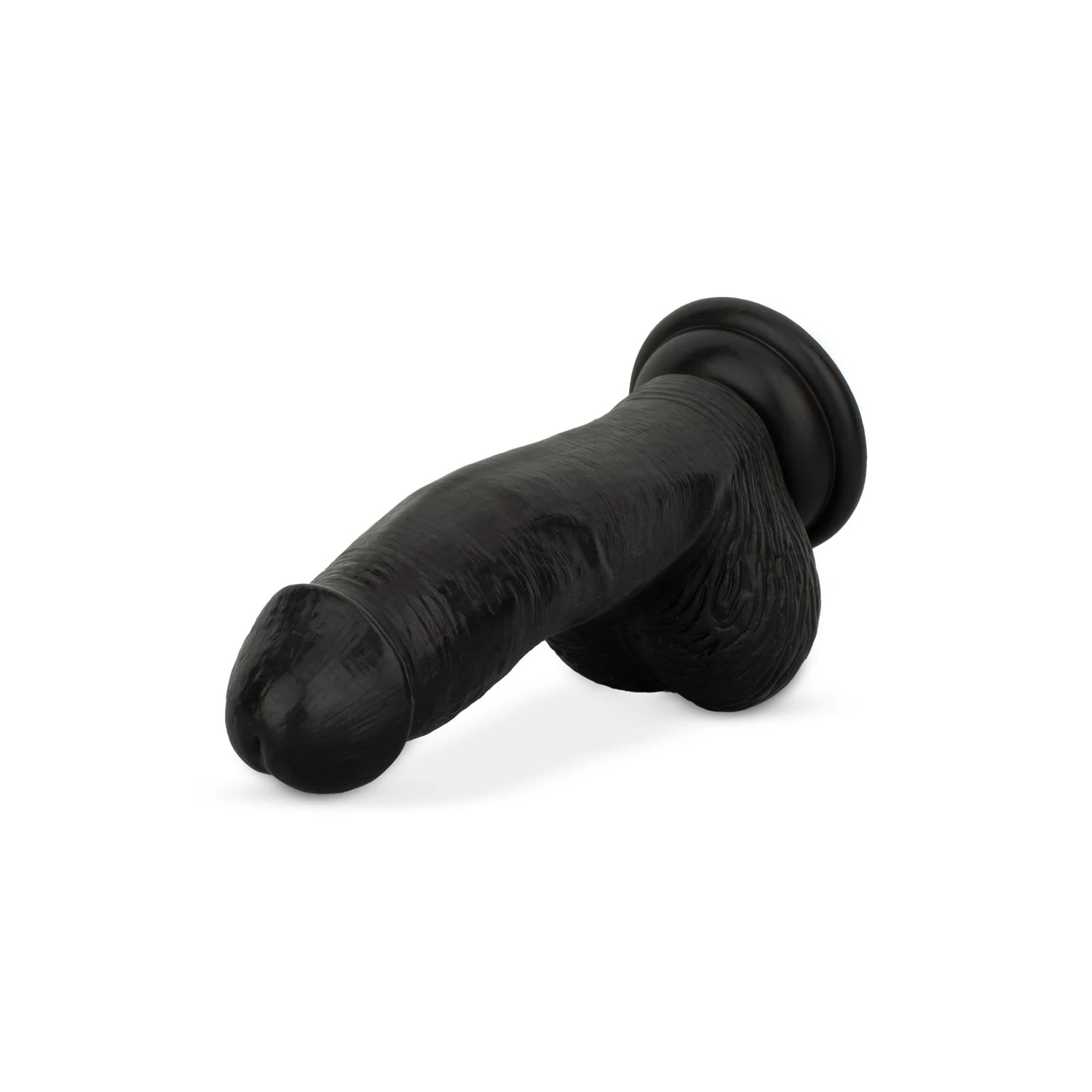 Dildo met ballen 12 cm met realistische top en aders in zwart