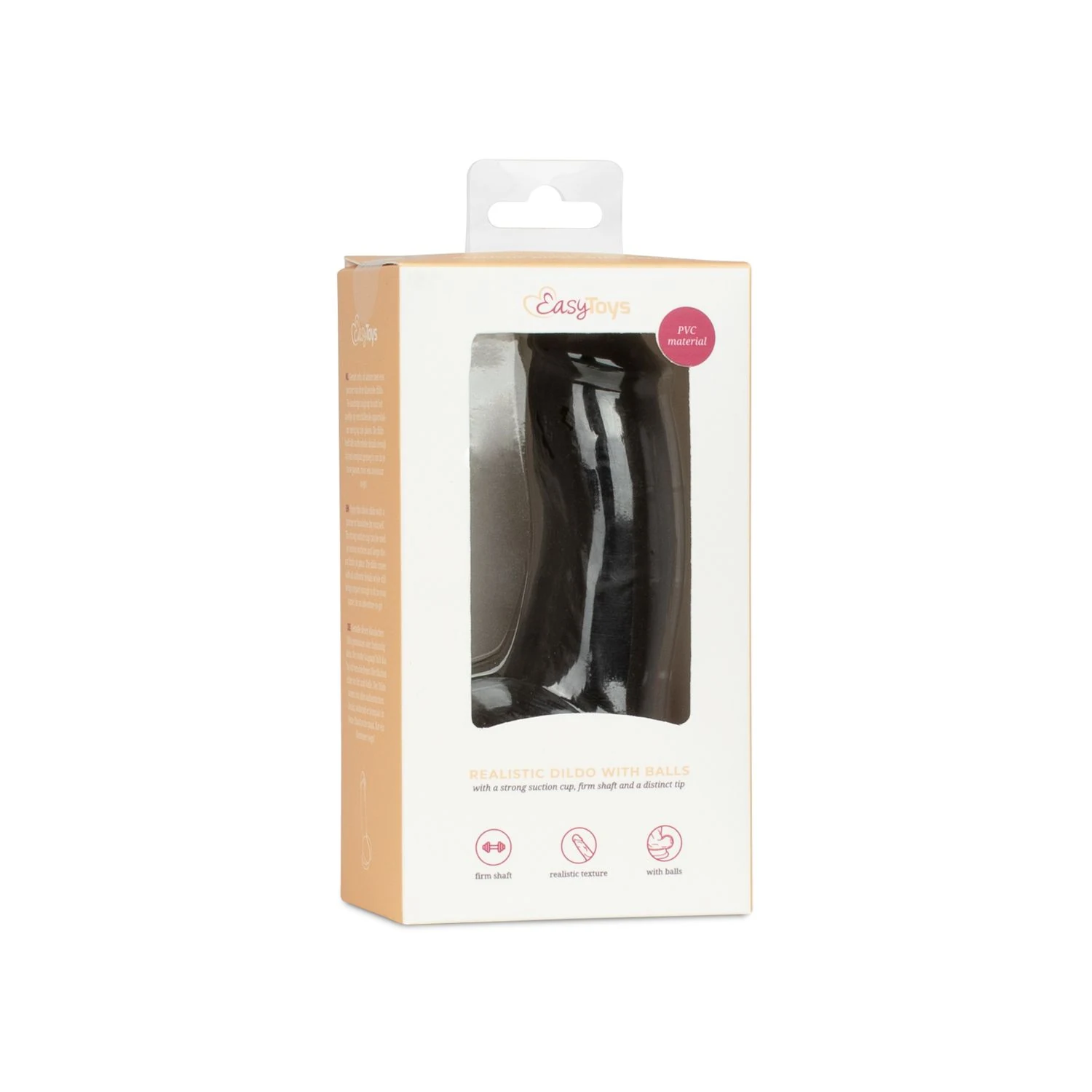 Zwarte dildo met ballen 12 cm, flexibel en zacht met zuignap