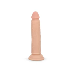 Dildo zonder ballen 17,5 cm in beige met lange schacht en zuignap