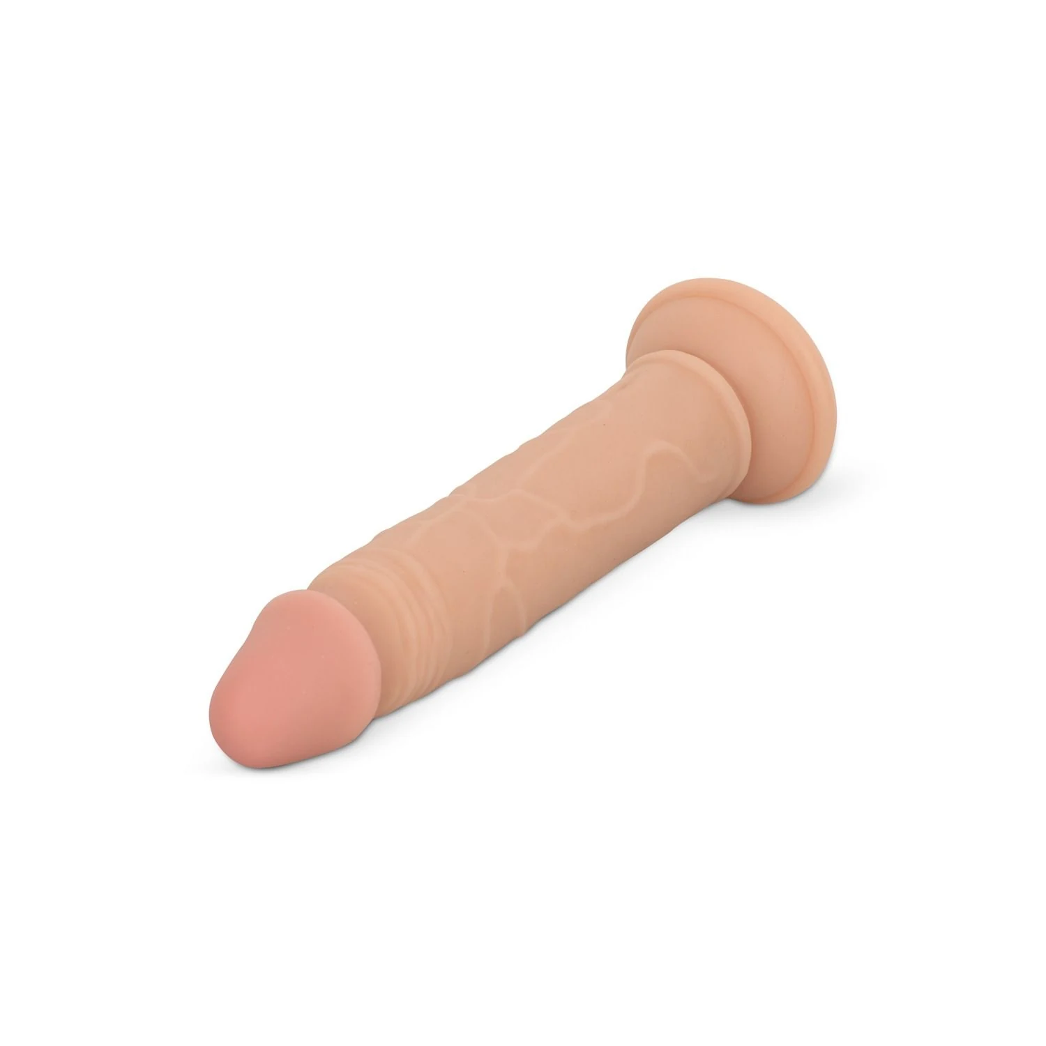 Beige dildo zonder ballen 22,5 cm met geaderde schacht