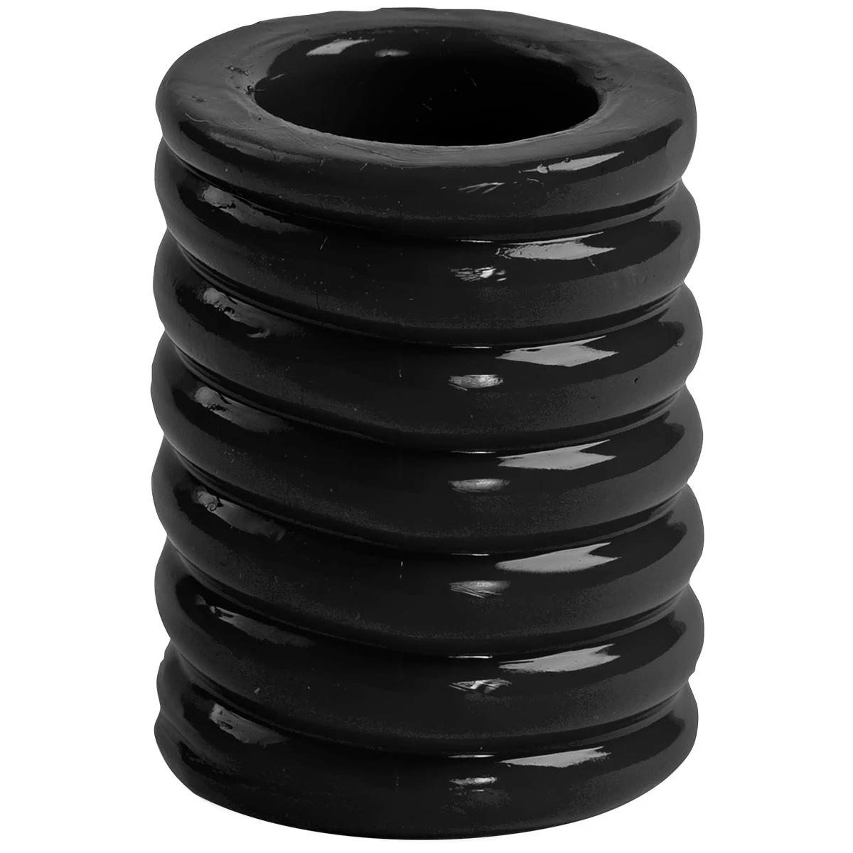 Doc Johnson Cockcage zwarte cockring sleeve met geribbelde buitenstructuur