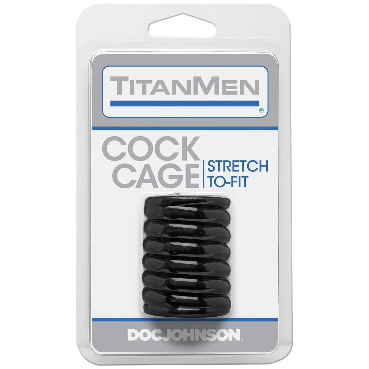Zwarte cockring sleeve van TPE, flexibel en rekbaar, Doc Johnson Cockcage