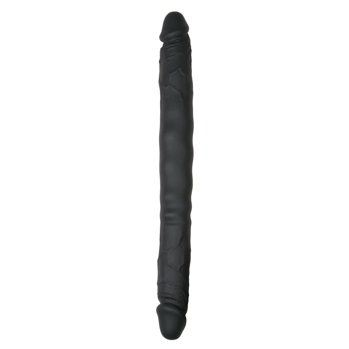 Dubbele dildo zwart van 40 cm met realistisch design en getextureerde schacht