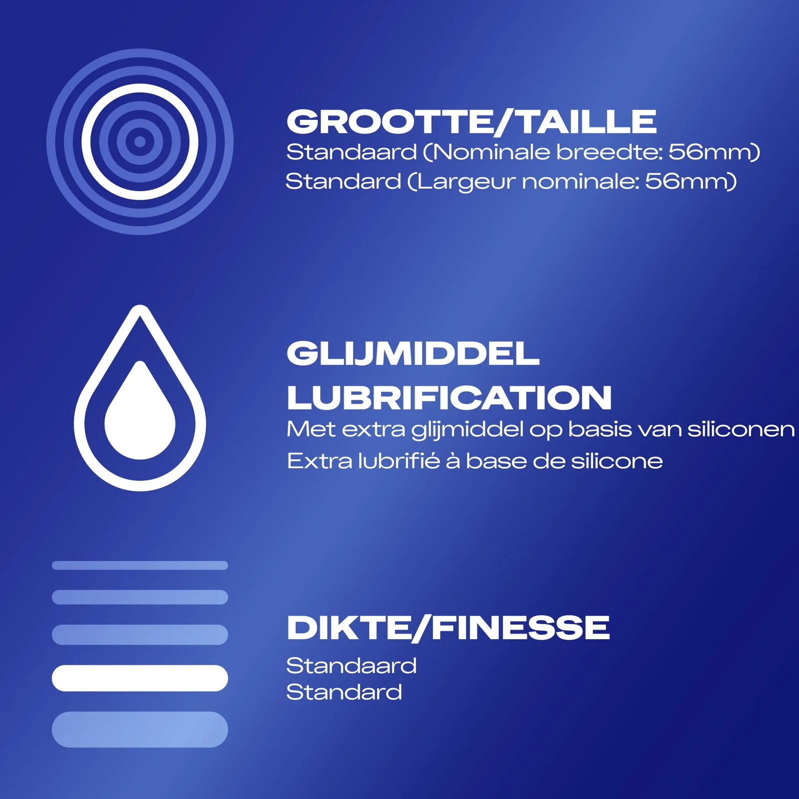 Durex Classic Natural condooms van latex, 56 mm breed, transparant en met extra glijmiddel