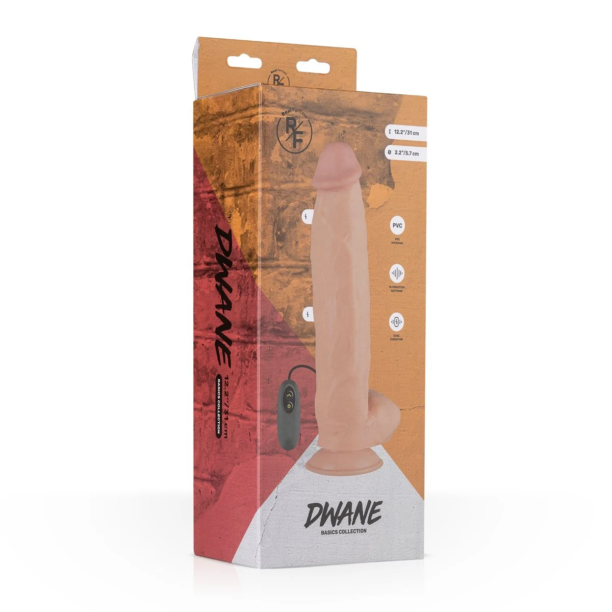 Dwane realistische vibrator met invoerdiepte van 240 mm