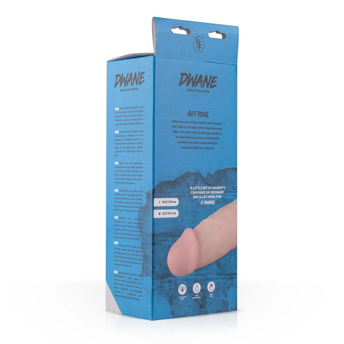 Real Fantasy dildo met aders, geschikt voor strap-on en waterbasis glijmiddel