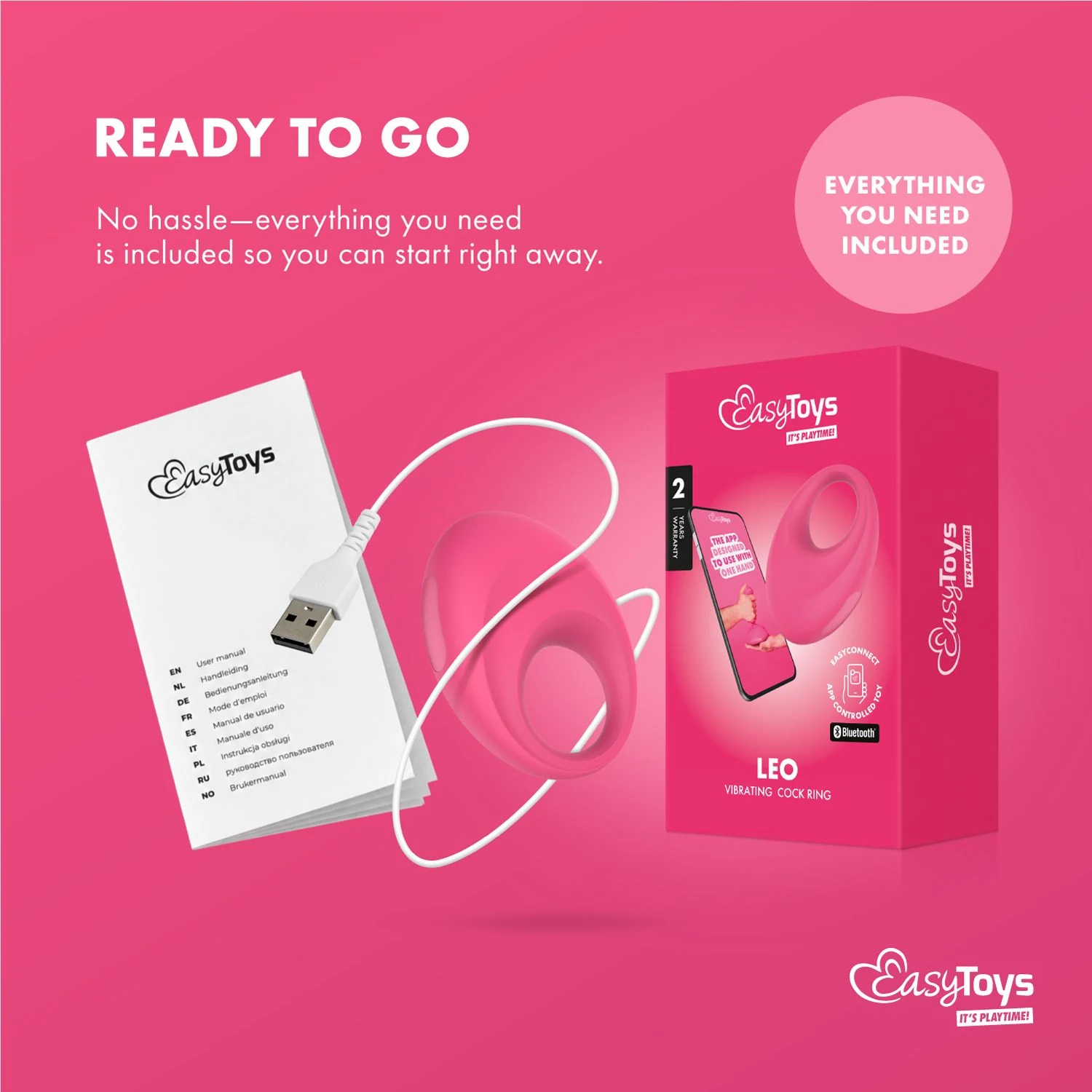 EasyConnect Leo cockring gemaakt van ABS en siliconen