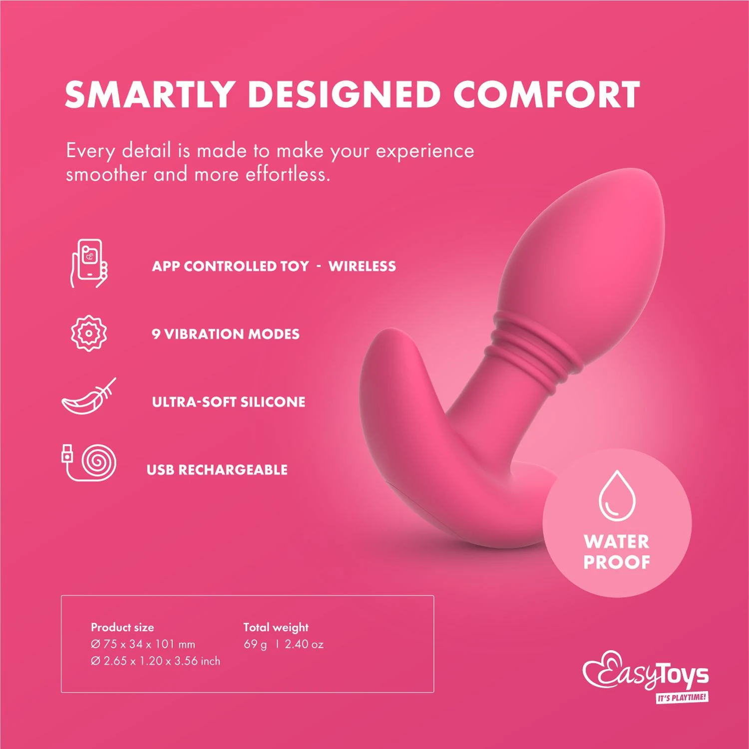 EasyConnect Vibrerende Buttplug Axel met Long Range Play functie