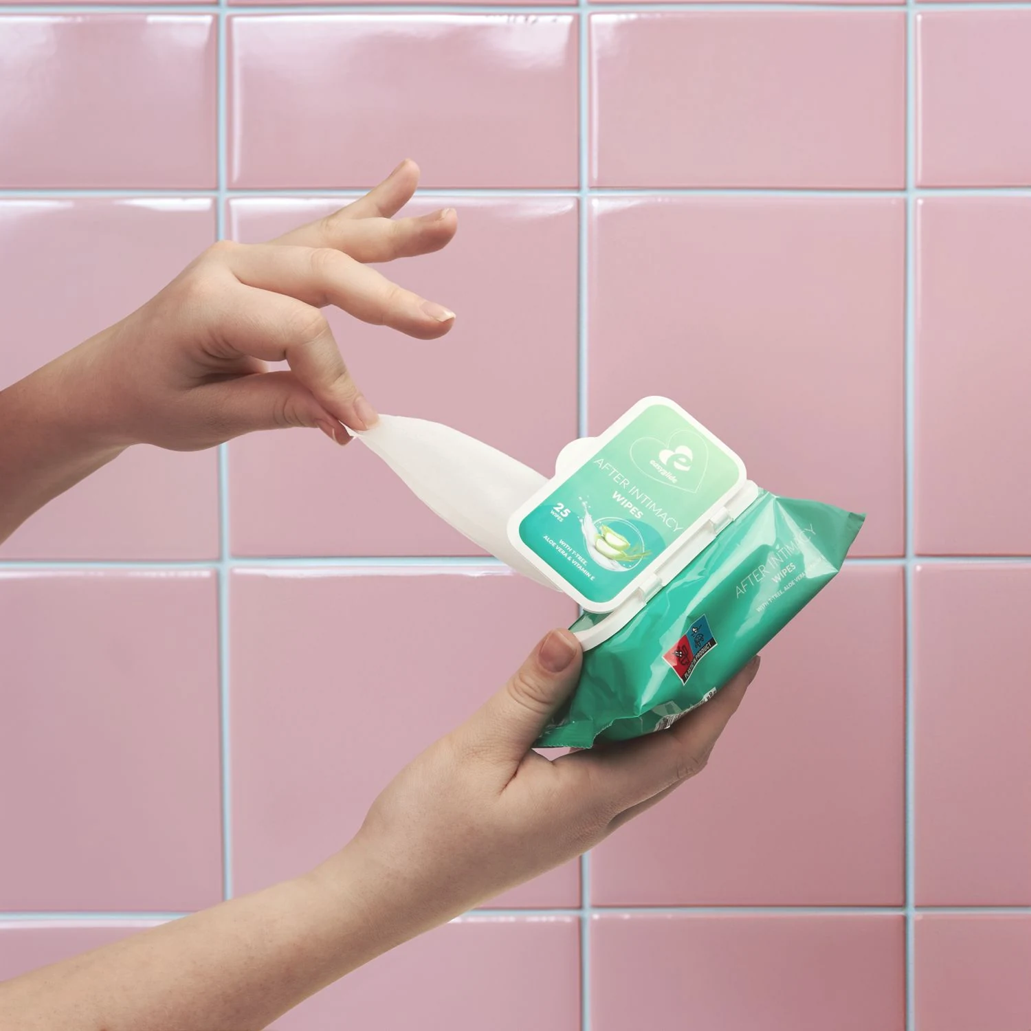 EasyGlide After Intimacy opfrisdoekjes met tea tree olie, aloë vera en vitamine E