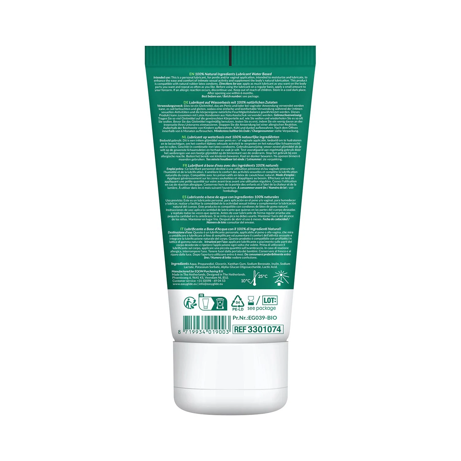 EasyGlide glijmiddel op waterbasis met biologische en natuurlijke formule, 100 ml