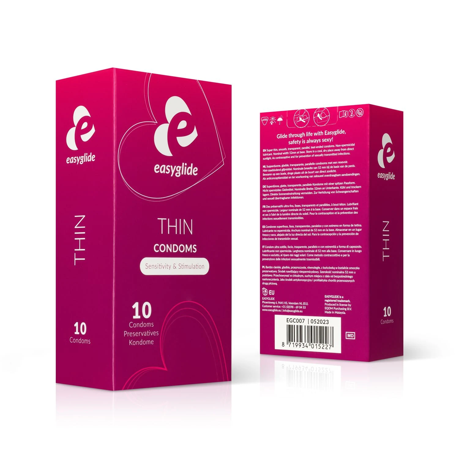 EasyGlide Extra Thin condooms met reservoir, neutraal en glad, 10 stuks