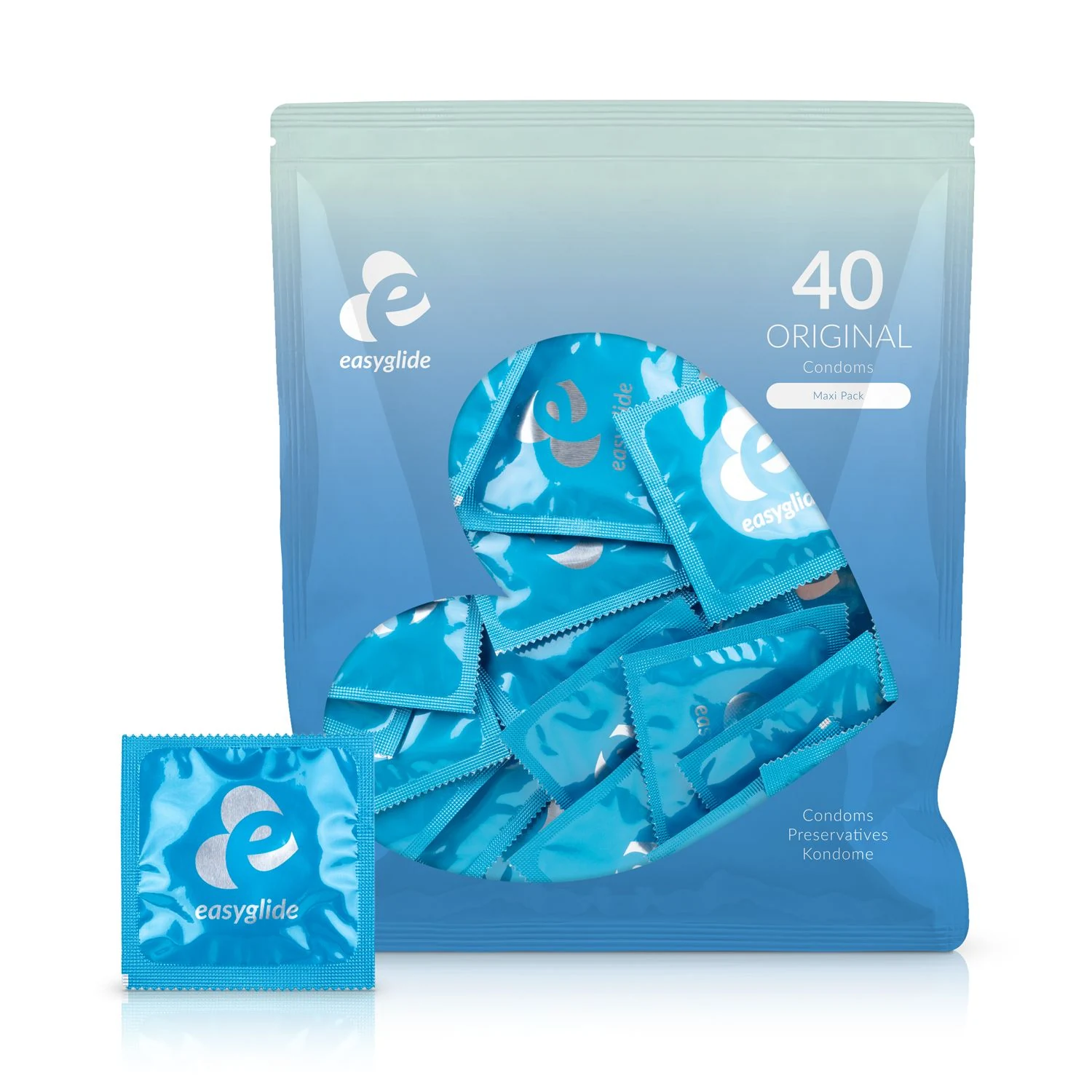 EasyGlide Original condooms 40 stuks, standaard gladde condooms met anatomische vorm