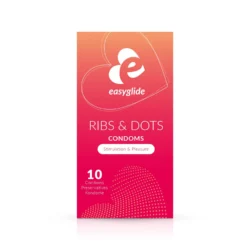 EasyGlide Ribs and Dots condooms, verpakking met 10 stuks, met ribbels en nopjes