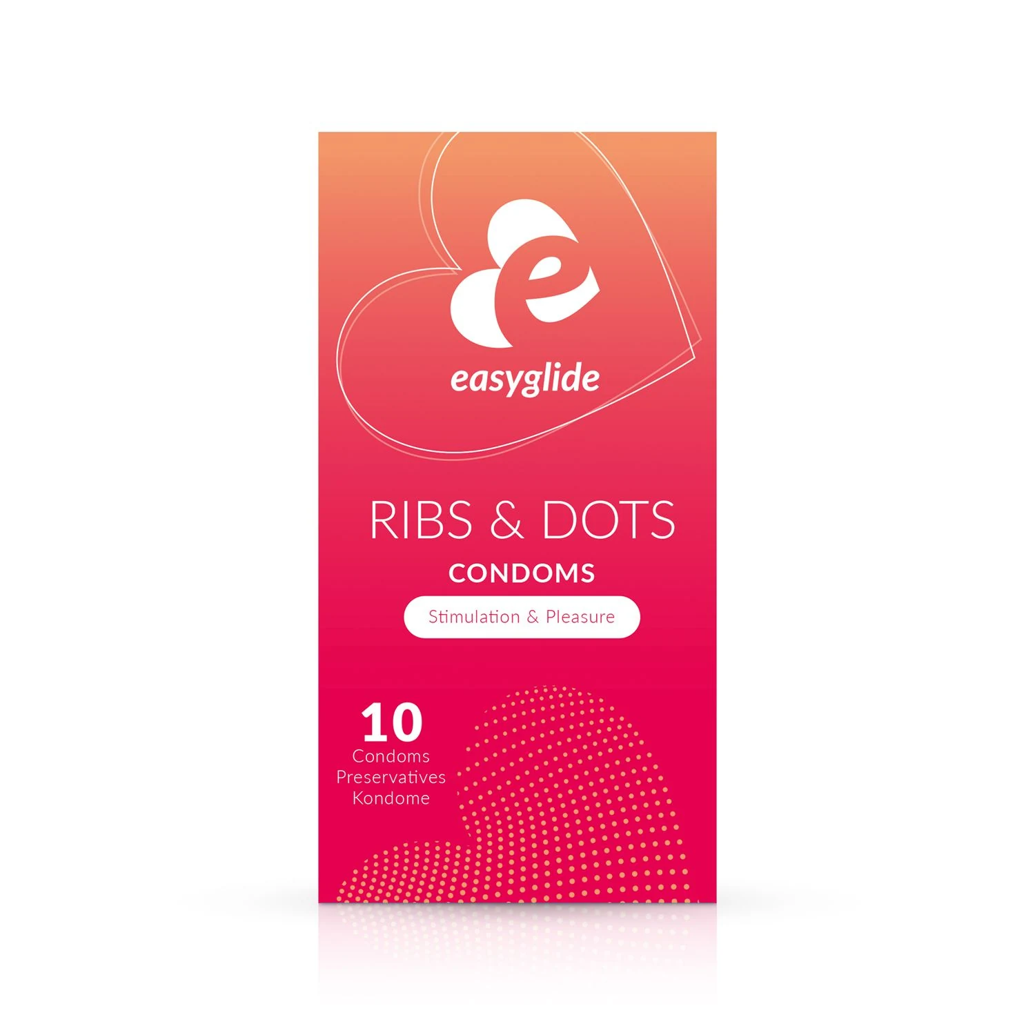 EasyGlide Ribs and Dots condooms, verpakking met 10 stuks, met ribbels en nopjes