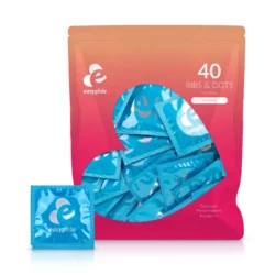 EasyGlide Ribs and Dots condooms, voordeelverpakking met 40 condooms met ribbels en nopjes