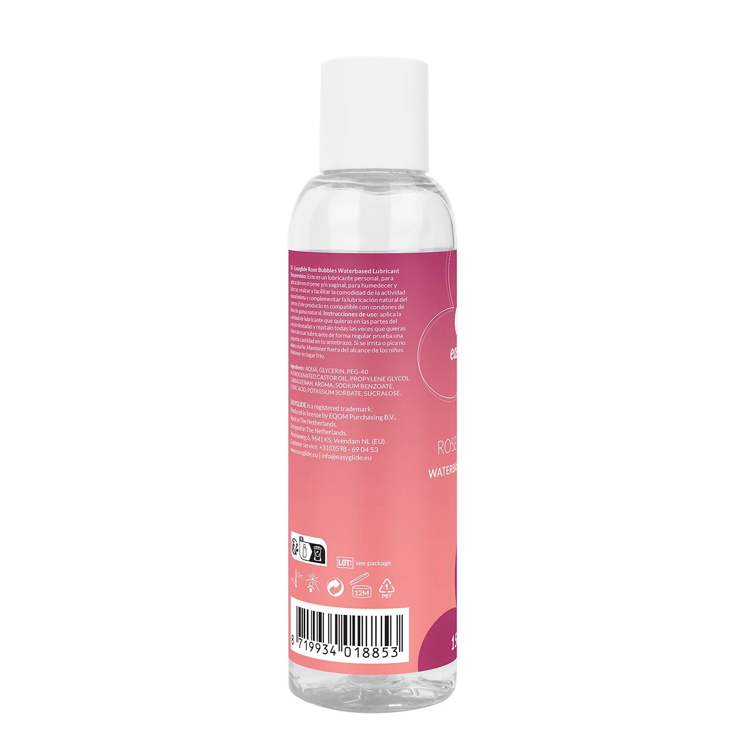 Transparant EasyGlide Rosé Bubbels glijmiddel, latex-vriendelijk
