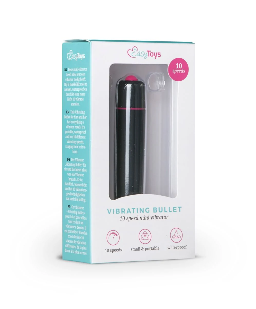 Zwarte mini bullet vibrator van EasyToys, 90 mm lang
