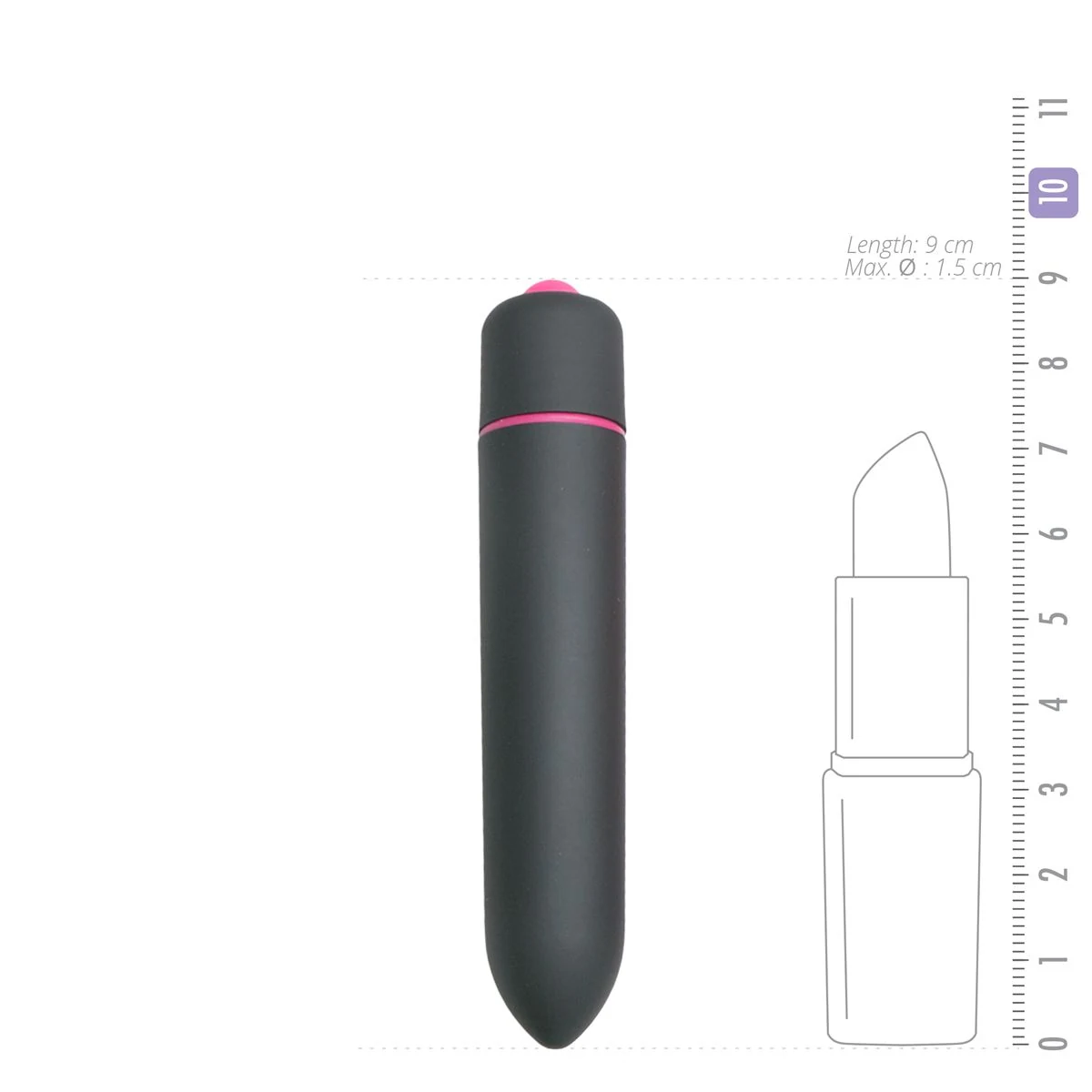 Bullet vibrator zwart met pushbutton bediening en ABS materiaal