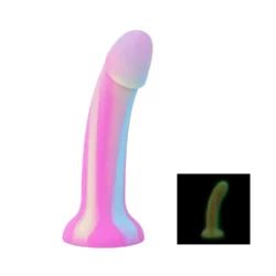 Easytoys Candy Swirl dildo roze, 19 cm, glad siliconen en glow-in-the-dark