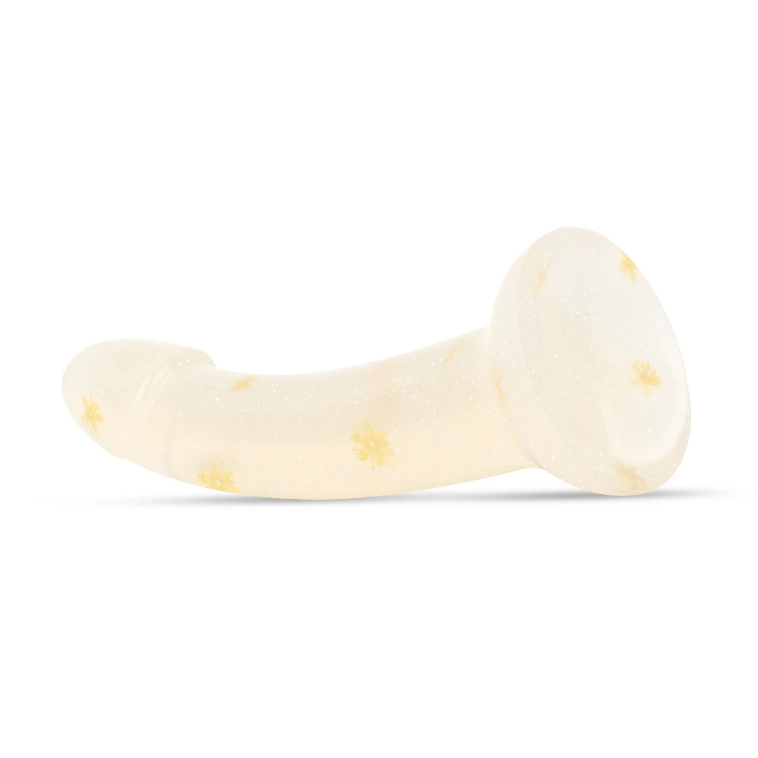 Gladde Easytoys dildo met glitters, bloemen en stevige basis