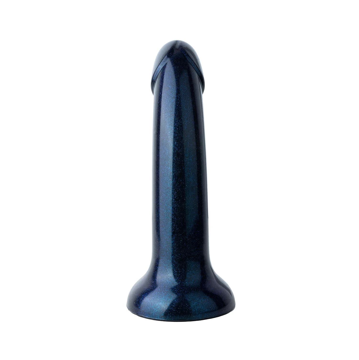Metallic Glitter dildo zwart van siliconen, geschikt voor glijmiddel op waterbasis
