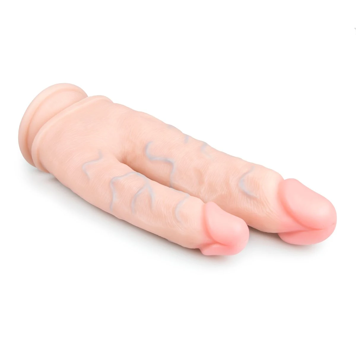 Beige dubbele dildo met kleine dildo 18,5 cm en grote dildo 22 cm
