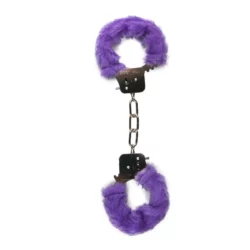 Easytoys Fetish paarse pluche handboeien, verstelbaar en comfortabel voor de polsen