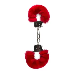Easytoys Fetish rode pluche handboeien van metaal, verstelbaar en comfortabel