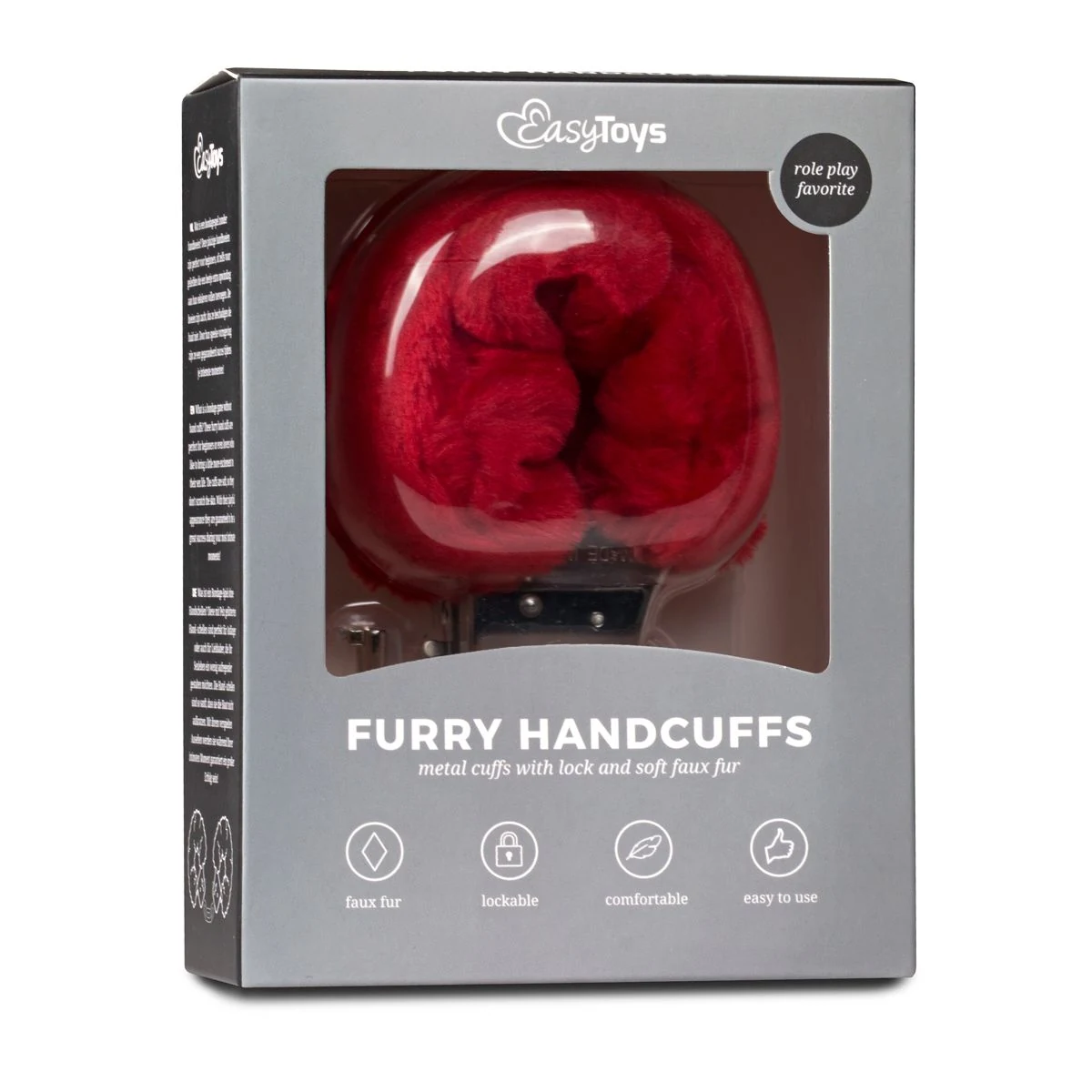 Rode pluche handboeien voor unisex koppels, binnendiameter 40 mm en lengte 280 mm