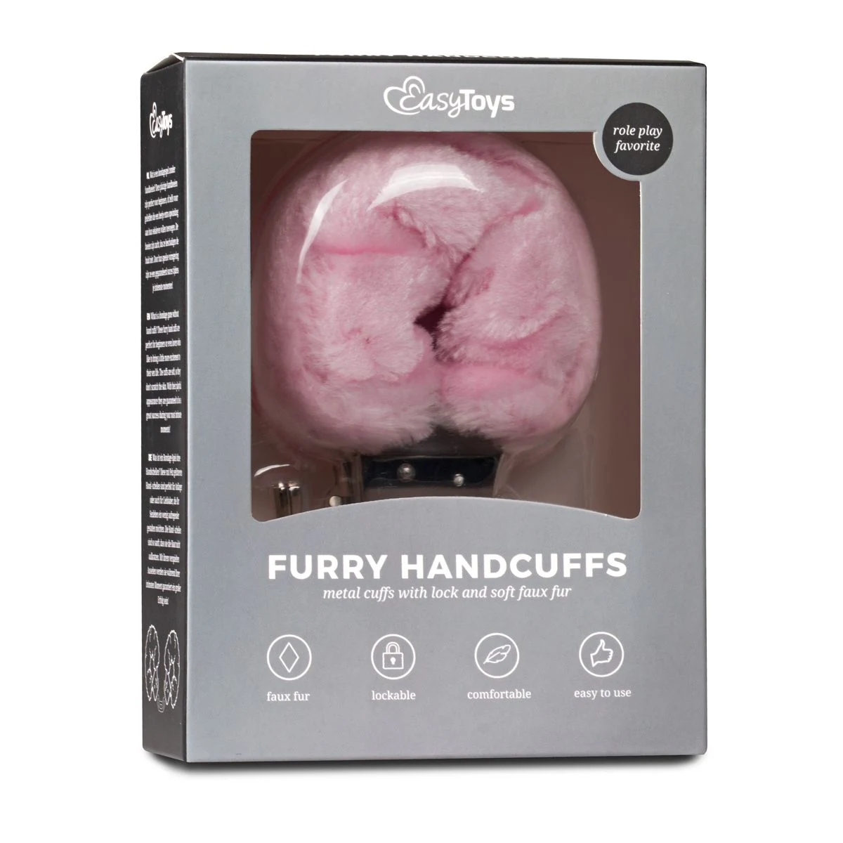 Easytoys Fetish roze pluche handboeien met metaal, unisex en geschikt voor beginners