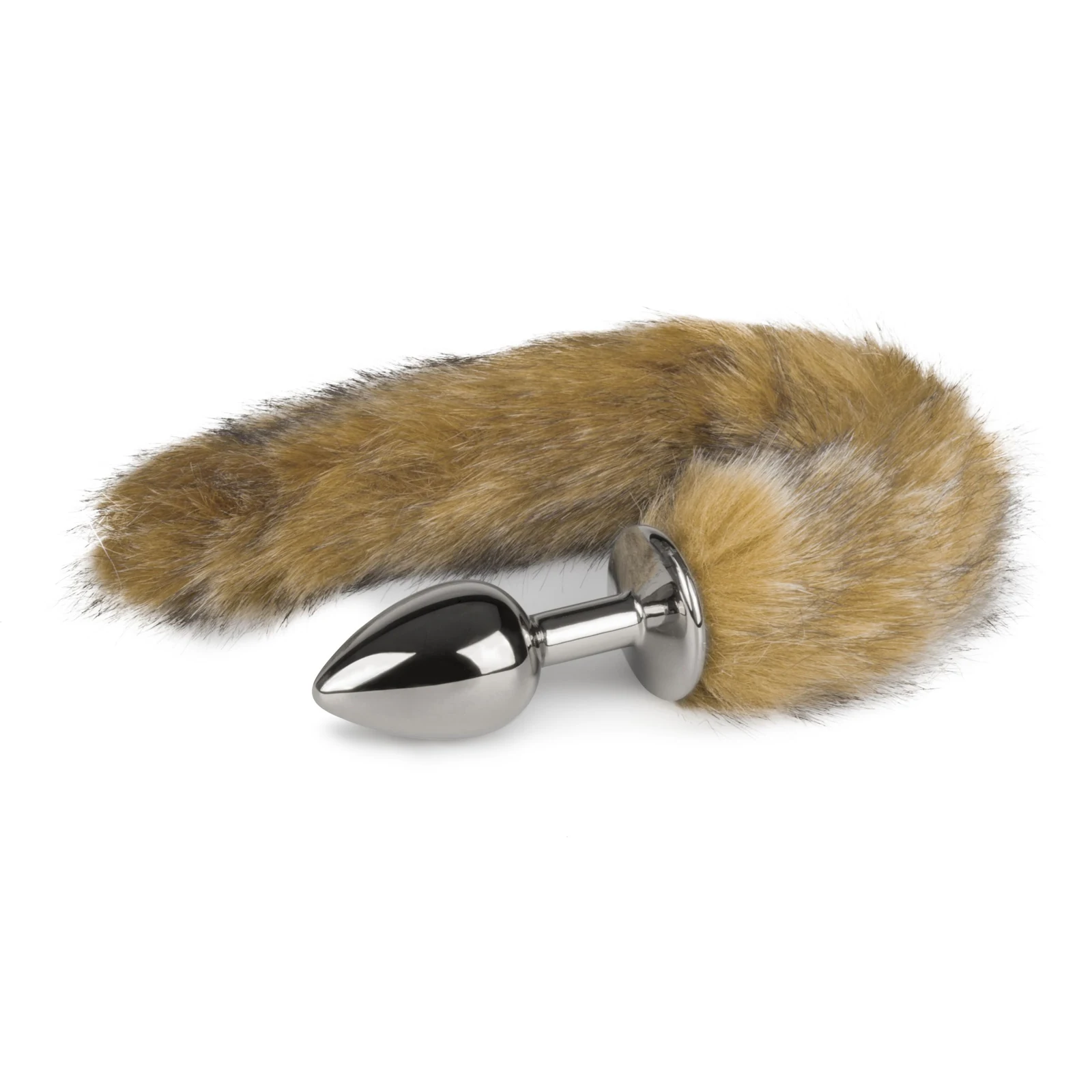 Easytoys Fetish buttplug bruine vossenstaart met zilverkleurige metalen plug