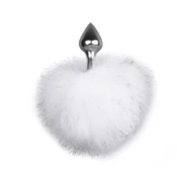 Easytoys Fetish buttplug met konijnenstaart, zilverkleurig met wit staartje