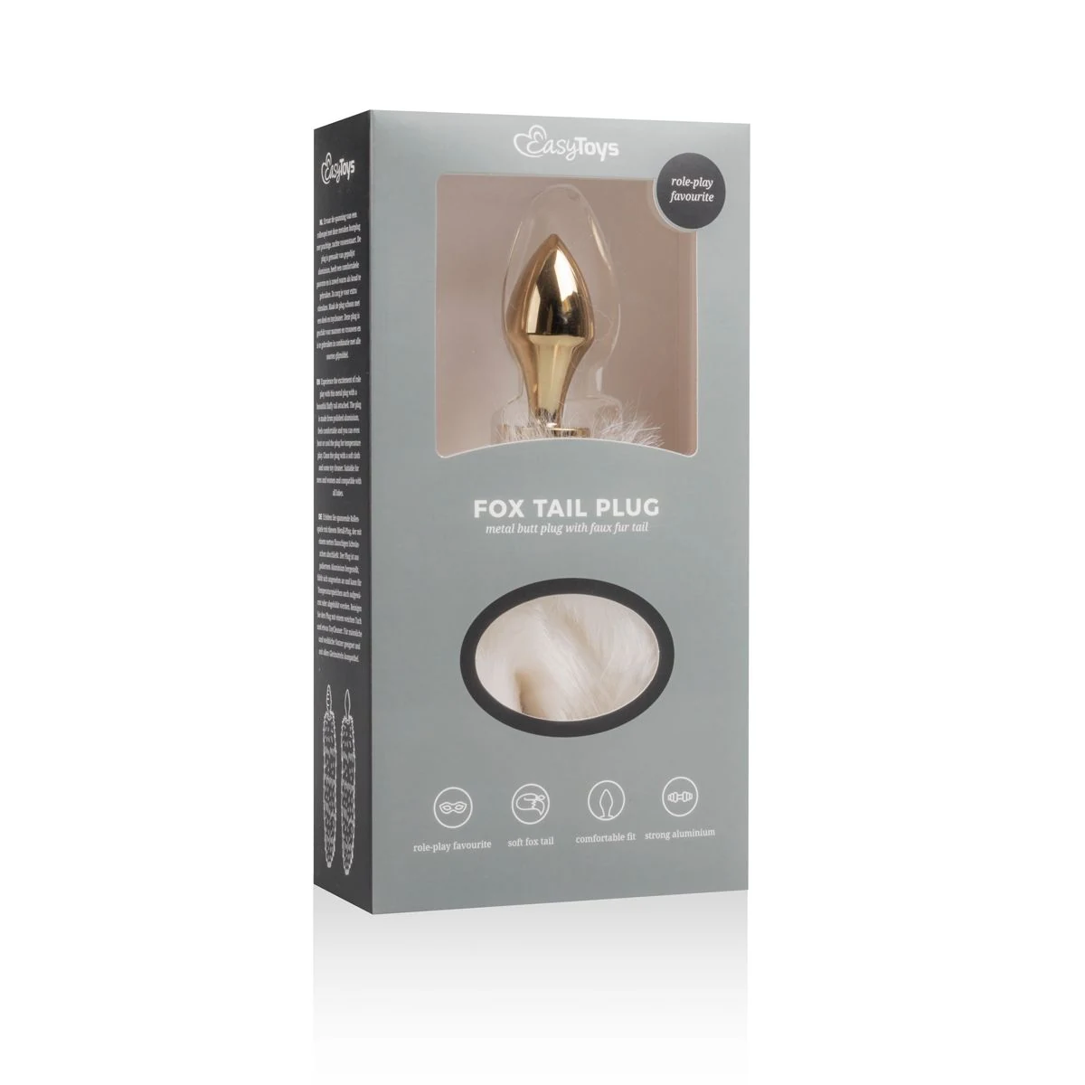 Easytoys Fetish foxtail buttplug unisex met zachte witte staart