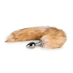 Buttplug met vossenstaart van Easytoys Fetish, zilverkleurig met beige staart