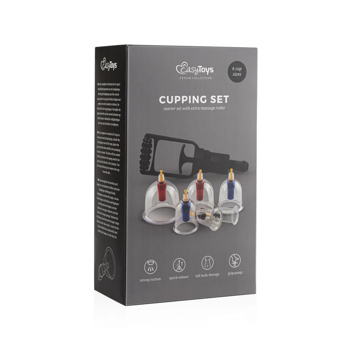 Waterproof cupping set met cups van 30 mm tot 70 mm diameter
